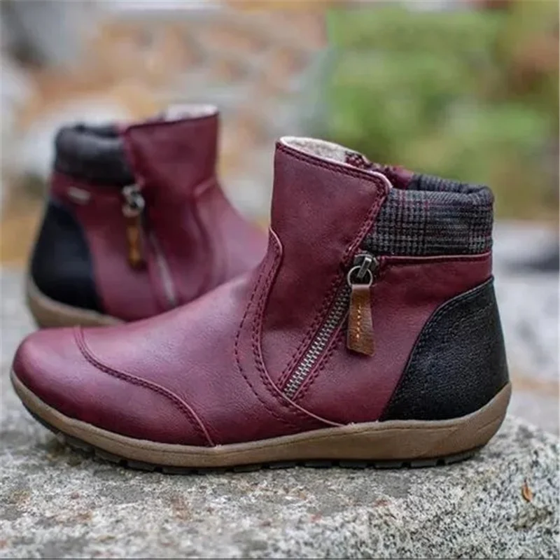 Women Boot Retro Leather Boots Women Zipper Mid Calf Boots Fashion Ladies Shoes Female Botines Keep Warm 2022 New Style Shoes