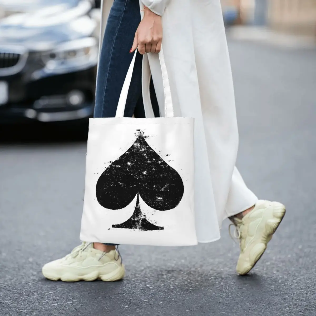 Distressed Ace Of Spade Women Canvas Handbag Large Capacity Shopper Bag Tote Bag withSmall Shoulder Bag