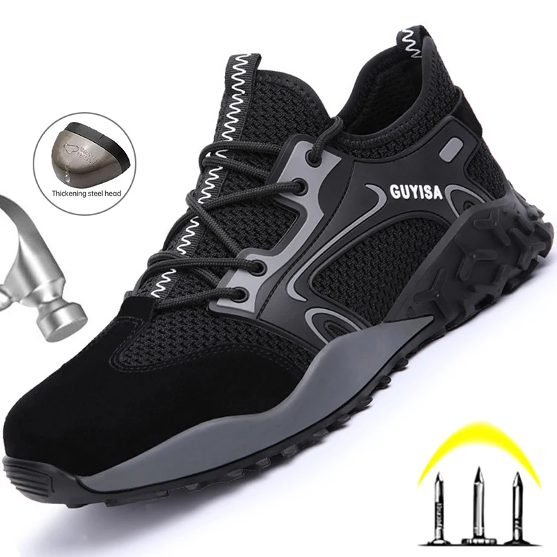 

Anti-Slip Safety Shoes Men Steel Toe Boots Indestructible Work Shoes Man Safety Boots Anti-Smash Work Sneakers Breathable Boots