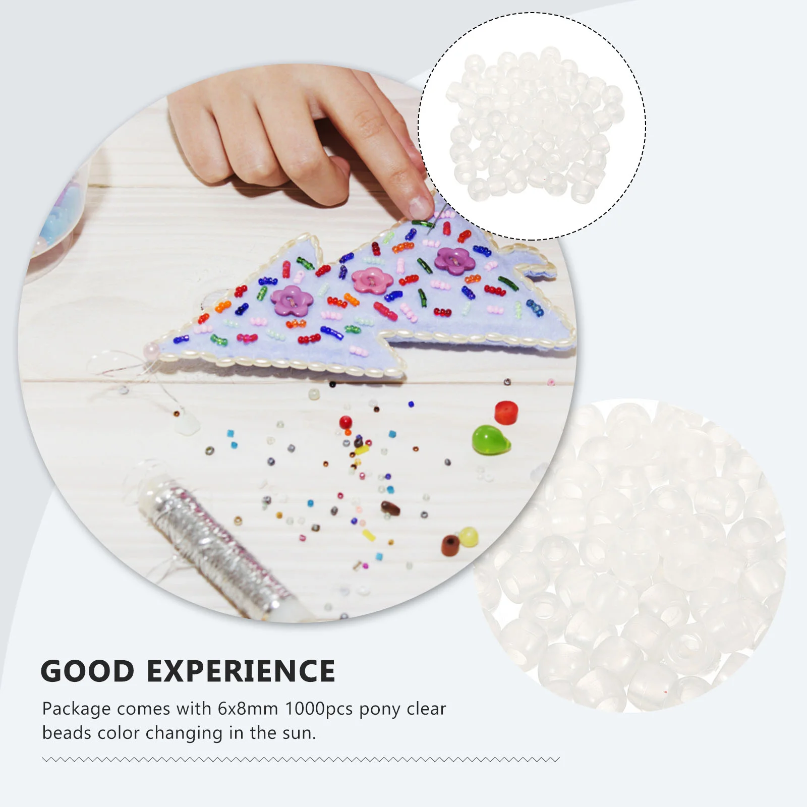 Упаковка из 1000 многоцветных 7-цветных пластиковых УФ-бусин прозрачные бусины