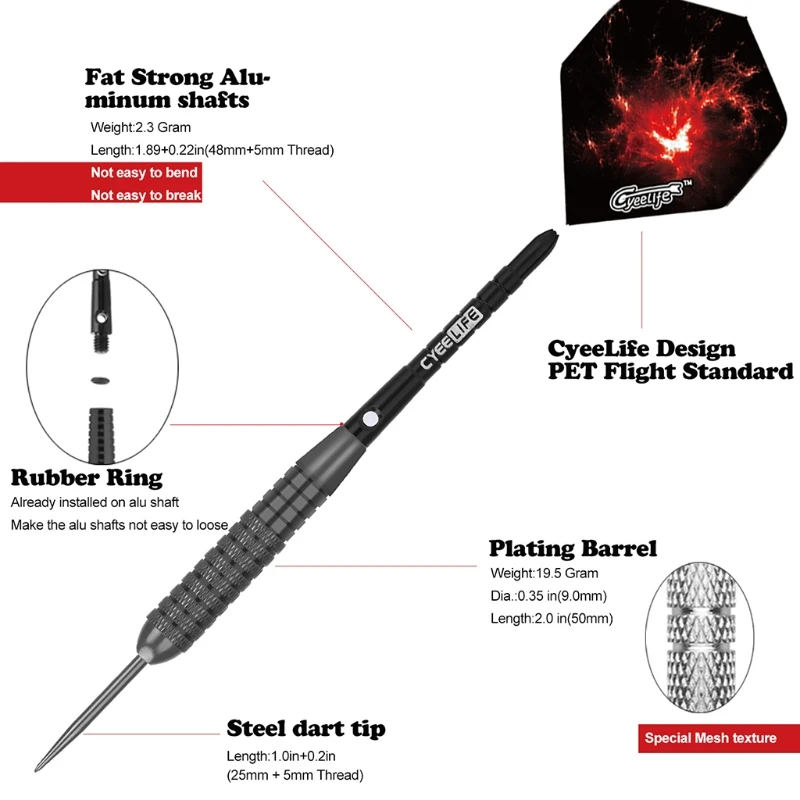 YY Стальные наконечники Дротики Валы Полетная борона Крыло Игольчатый ствол