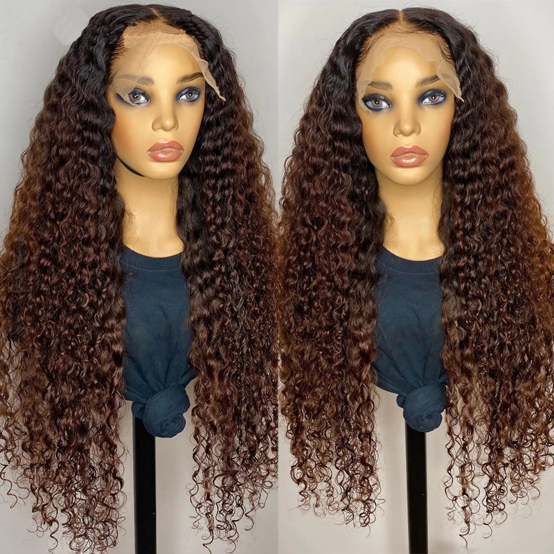 

Long 26''180Density Natural Hairline Soft Ombre Brown Kinky Cruly Lace Front Wig for Women BabyHair Glueless Preplucked Daily