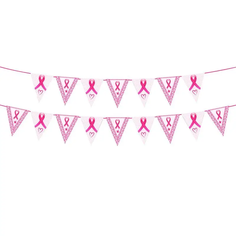 

Breast Care Awareness Banner Pennant Banner Strength Faith Pink Decor Triangle Banner Flags Lightweight Female Theme Accessories