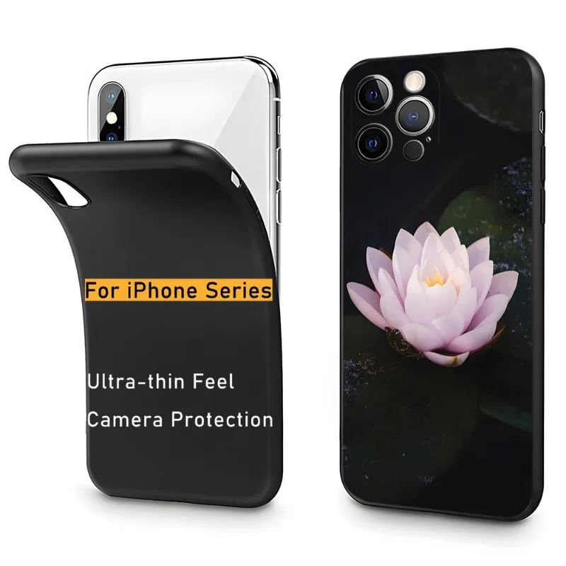 

Lotus Pink White Flowers Phone Case 2023 New For IPhone 14 12 13 11 Pro Max Mini X XR XS Max 7 8 Plus Shell Silicon Cover