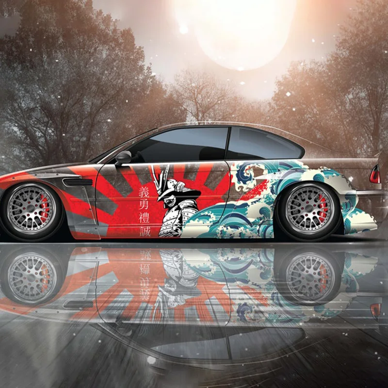 

Samurai Car Sticker Vehicle Painting Cast Vinyl Wrap Universal Size Samurai Wave Sun Car Tuning Sticker Custom Pattern DIY