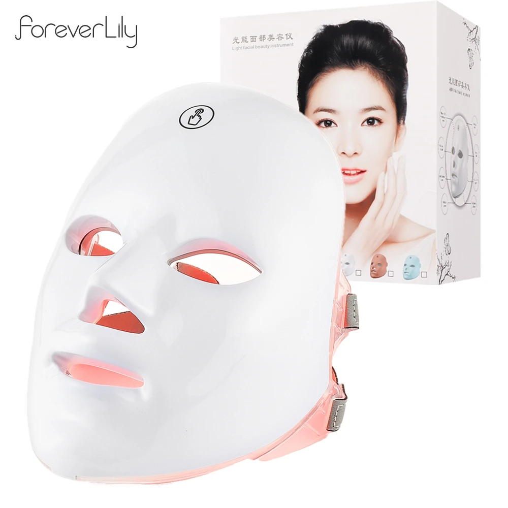 

USB Charge 7 Colors LED Photon Face Mask EMS Hot Compress Heating Treatment Facal Beauty Mask Skin Care Anti Acne Wrinkle