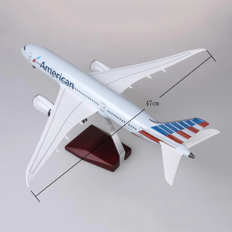 Фото Масштабная модель самолета 1:130 B787 Dreamliner, модель американского авиакомпании с легкой литой под давлением смолой, коллекционная игрушка-дисплей №4