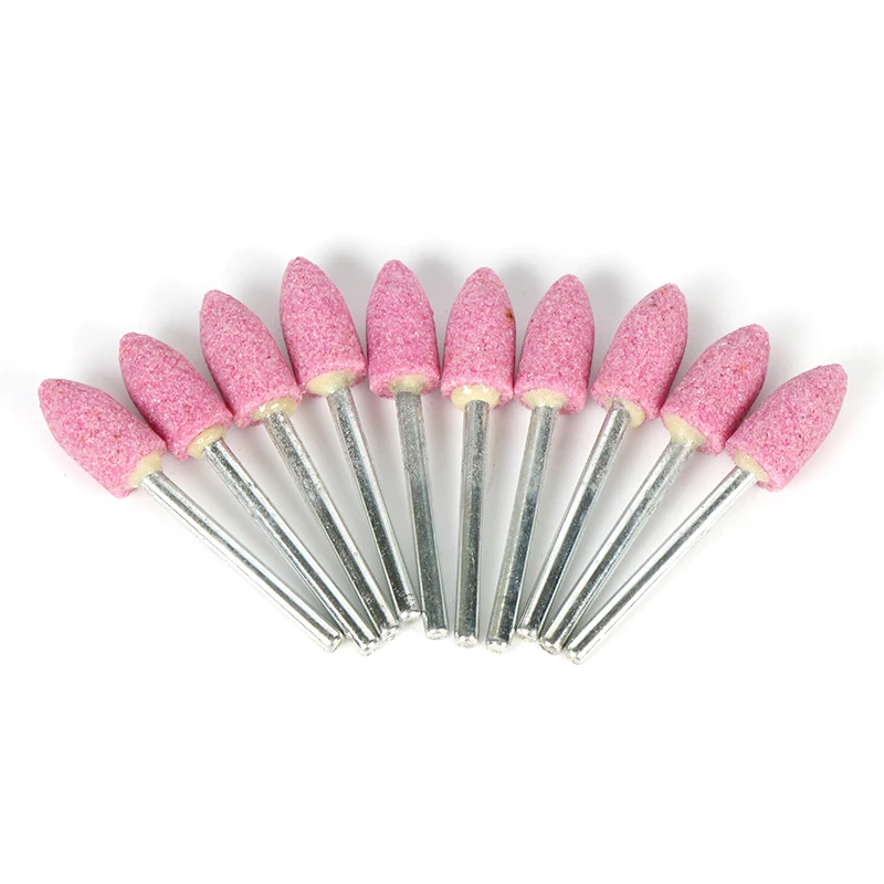 

10Pcs Abrasive Mounted Stone For Accessories Grinding Stone Wheel Head For Tools -Shape Pink