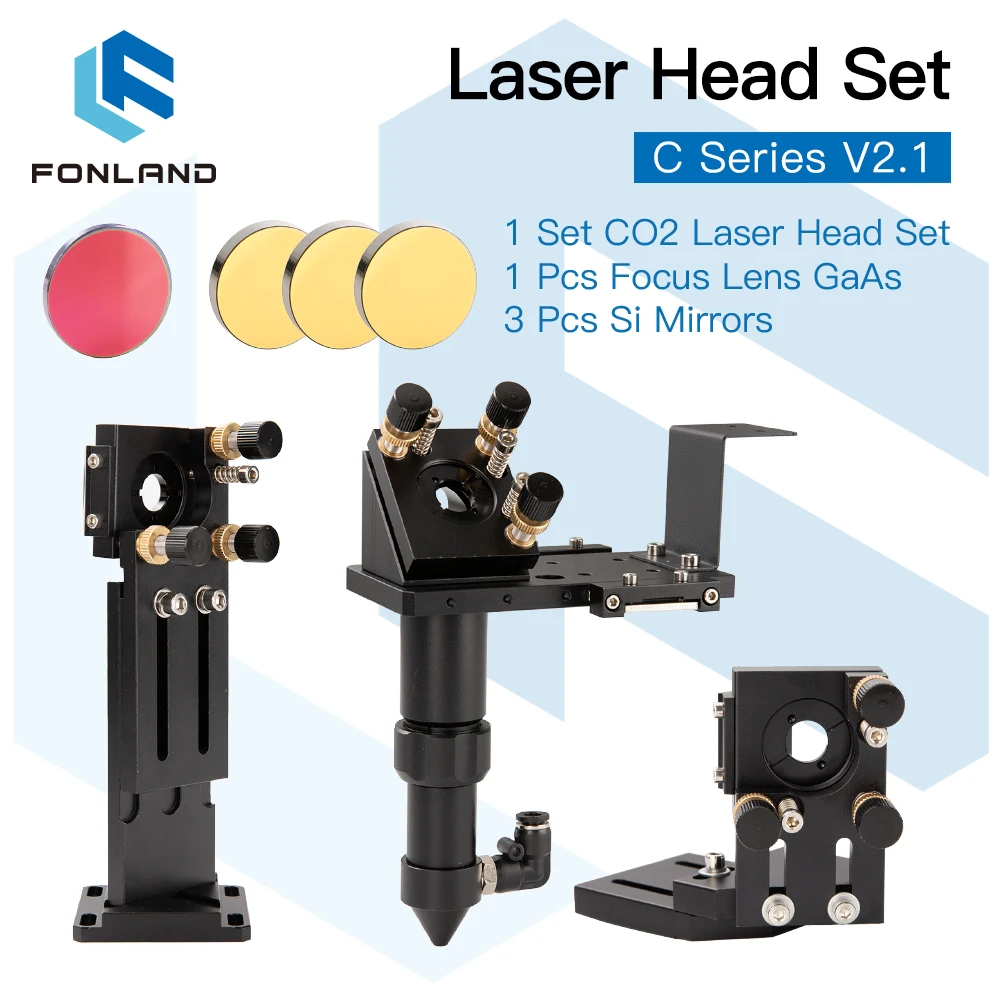 

CO2 Laser Head GaAs Focus Lens Set D18 FL38.1 D20FL50.8/63.5/101.6mm Integrative Mount Dia.25 Si Mirror for Laser Cutter