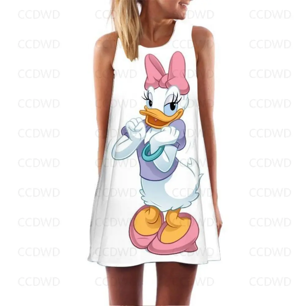Женское пляжное мини-платье с принтом Минни Маус привлекательное летнее платье
