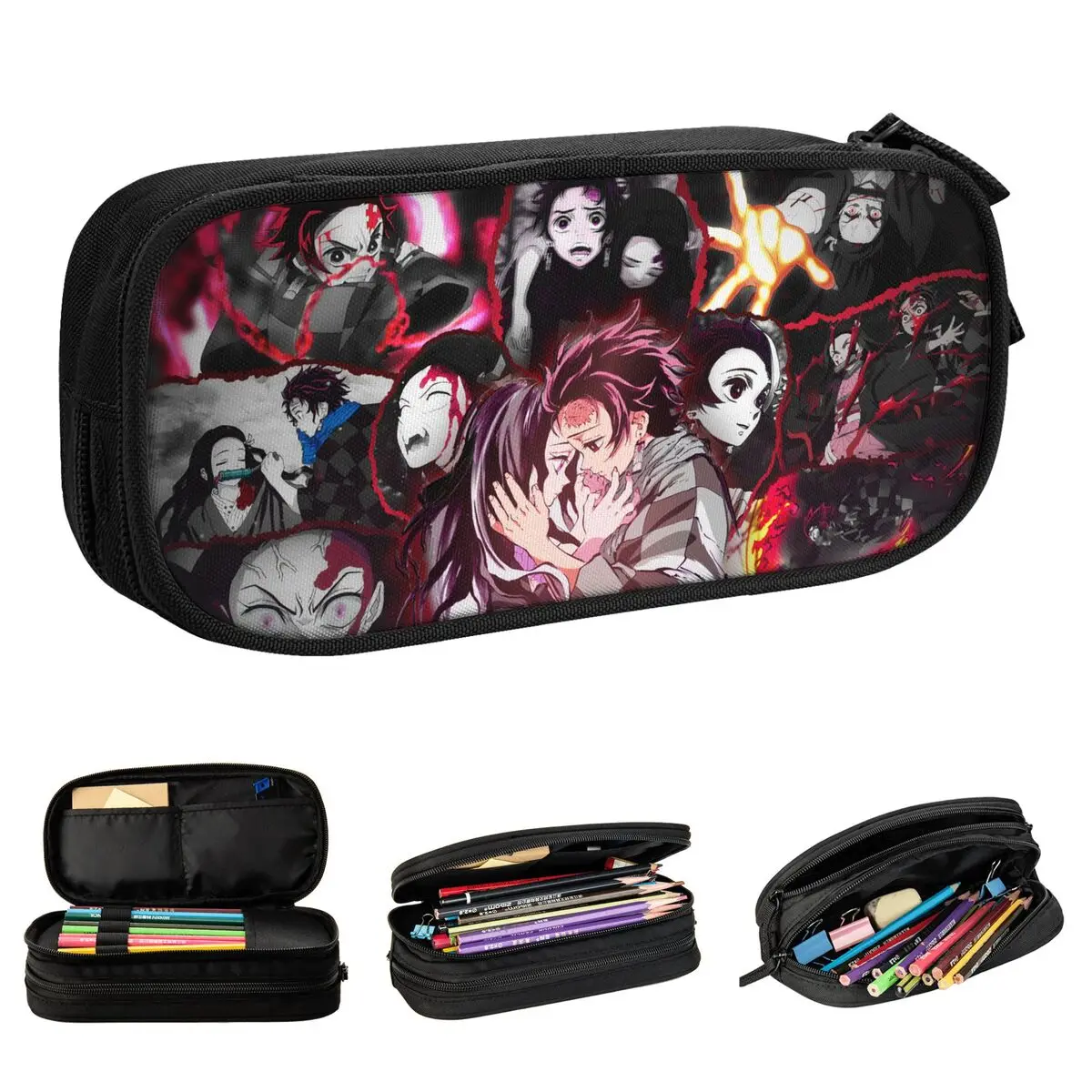 

Nezuko Tanjirou Demon Slayer Pencil Case Anime Pencilcases Pen Box for Student Large Storage Bags School Cosmetic Stationery