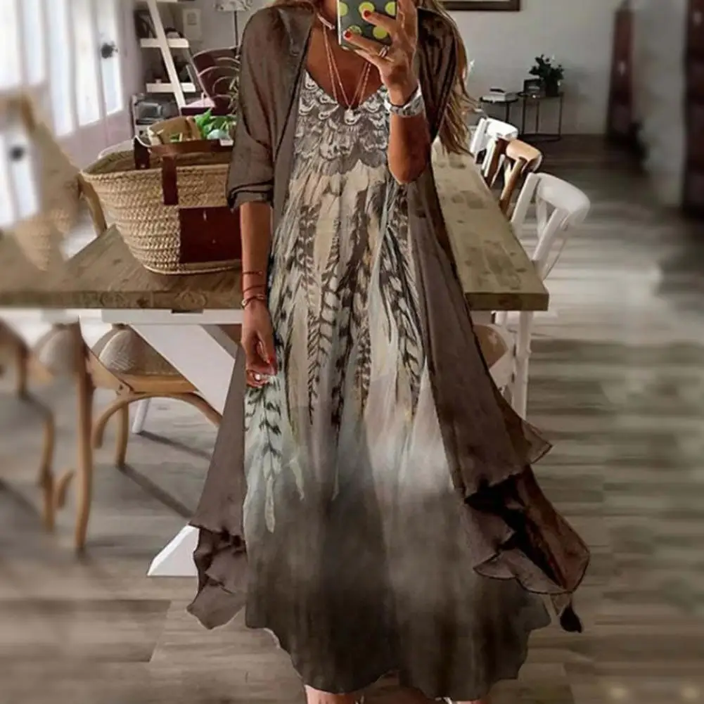 

2 шт./комплект, длинный кардиган на бретельках с V-образным вырезом