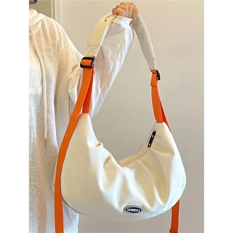 

Crossbody Bags Nylon Dumpling Bag Large Capacity Women Trendy Lightweight Shoulder Handbag Armpit Simple Canvas Bags For Women