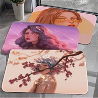cute and beauty girl room mats retro multiple choice living room kitchen rug non slip bedside mats