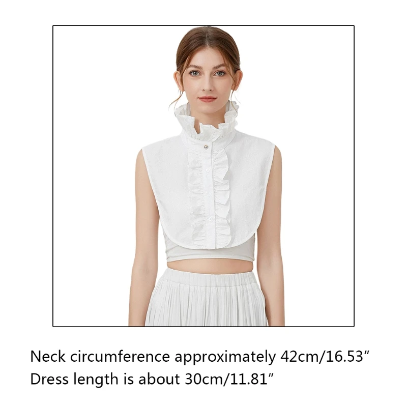 Женская элегантная винтажная белая рубашка со съемным накладным воротником в