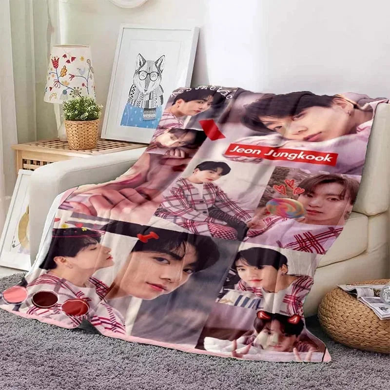 Одеяло С 3D Принтом Знаменитостей J-Jung Kook Коралловый Флис Мягкая Теплая Фланелевая