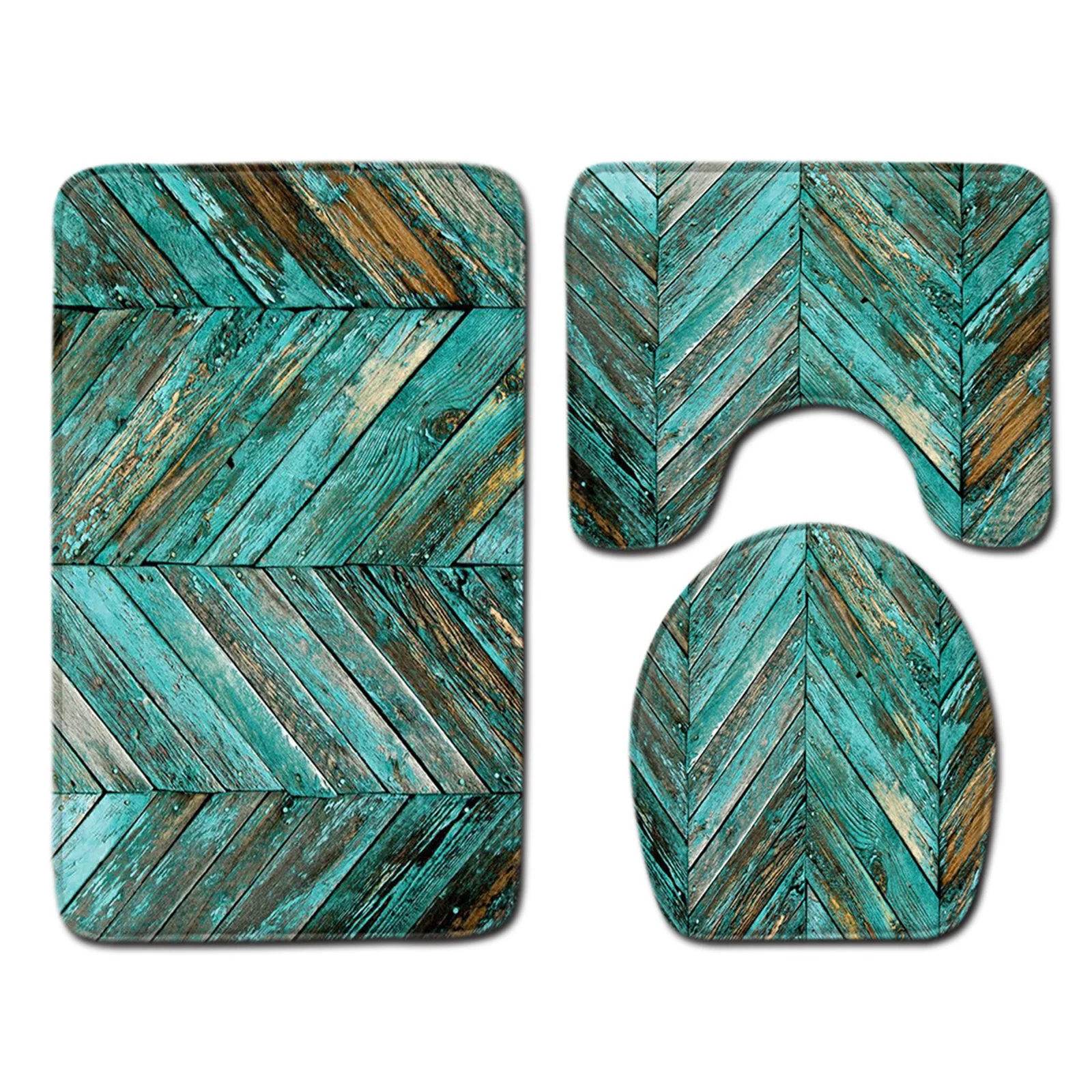 

3pcs/set Non-Slip Bath Mat Set Bathroom Rug U-shaped Toilet Mat Lid Cover