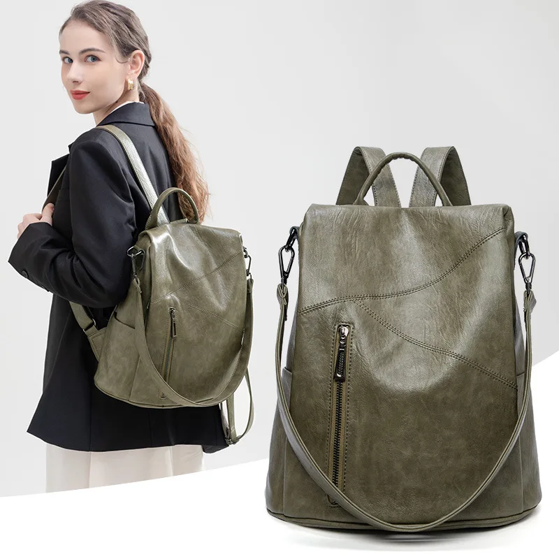 

2022 New Fashion Cross Border Anti-theft Backpack Women's Multi-functional Splicing Travel Bag Manufacturer Direct Backpack
