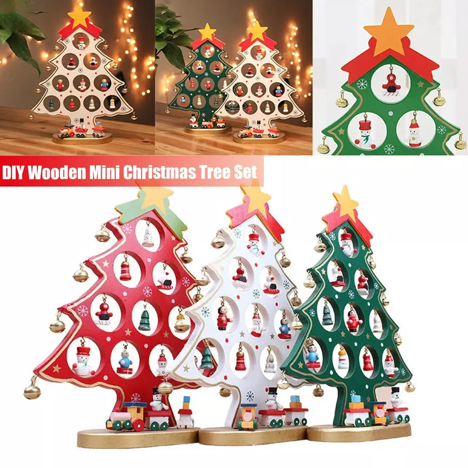 

Сделай сам, монолитная деревянная настольная мини-елка, деревянные украшения, рождевечерние, домашняя сцена, украшение для окна, детские по...