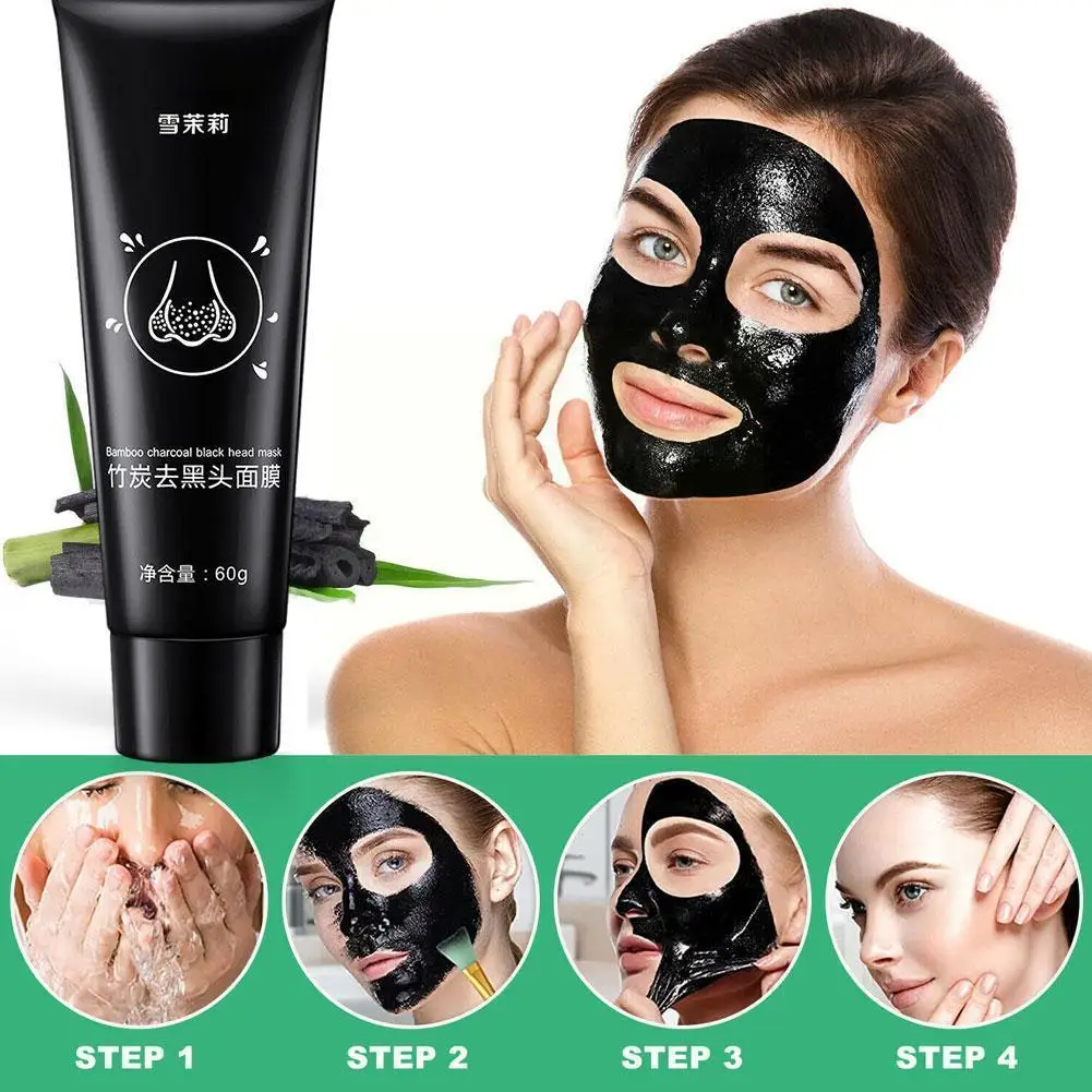 

60g Bamboo Charcoal Blackhead Removal Face Peel-Off Cleansing Acne Mud Skin Oil-Control Beauty Mask Treatment Black Deep Ca T8W0