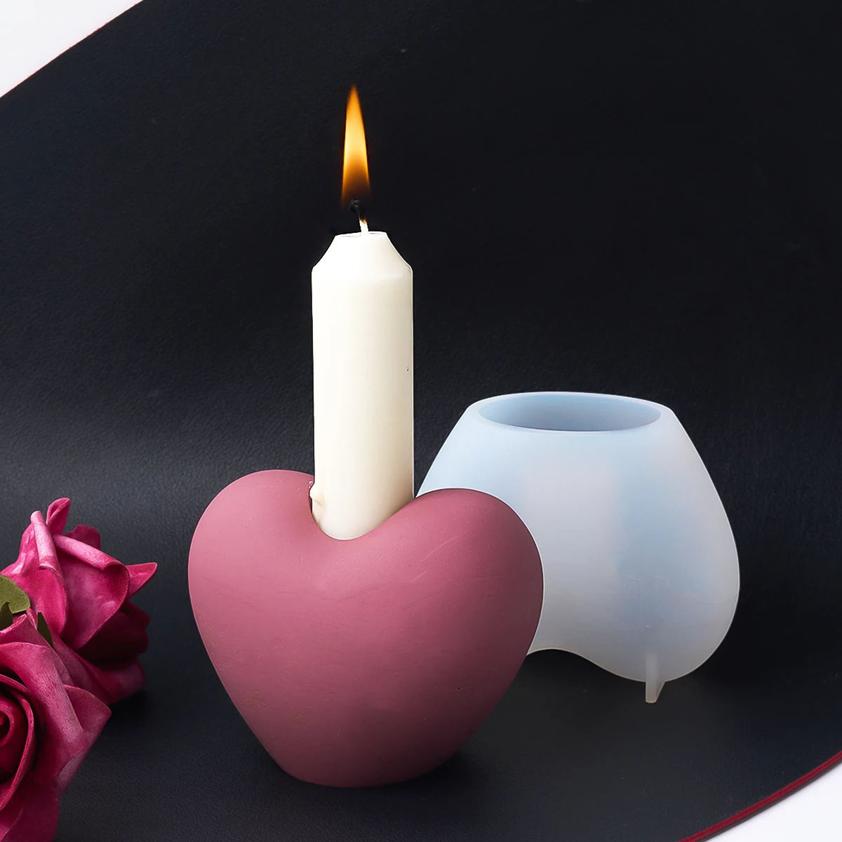 Силиконовая форма сделай сам в виде бетонного сердца для подсвечника 3D пластырь