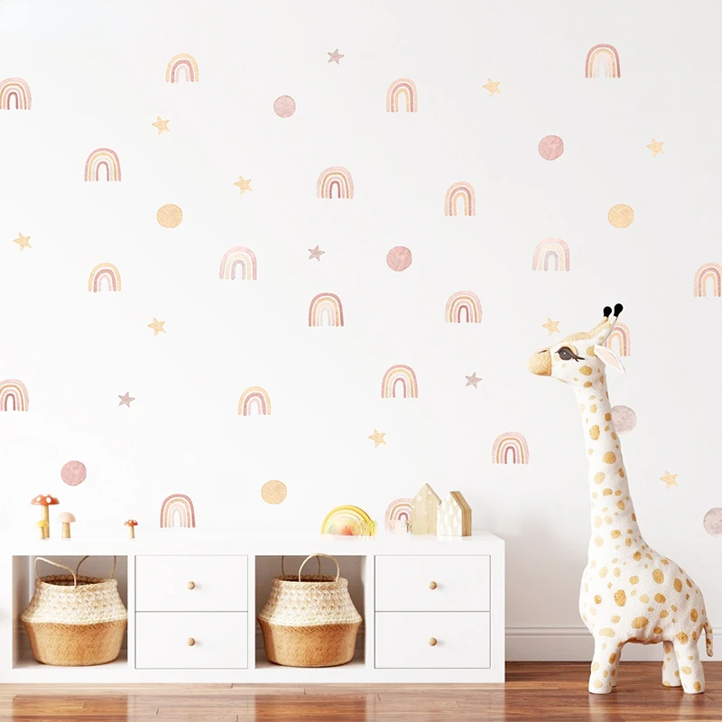 

Boho Rainbow Wall Sticker for Baby Room Children Room Cute Polka Dot Stars Nursery Stickers Home Decoration