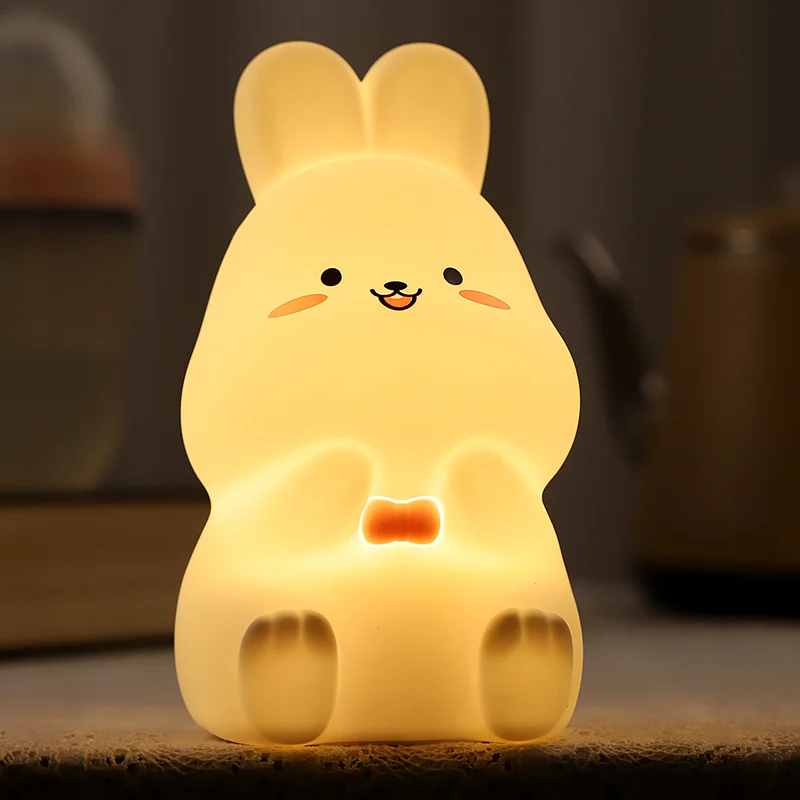 7 Color Little White Rabbit  Bedroom Bedside Nightlights Breastfeeding Night Light Decoration Birthday Gift Children Lamp