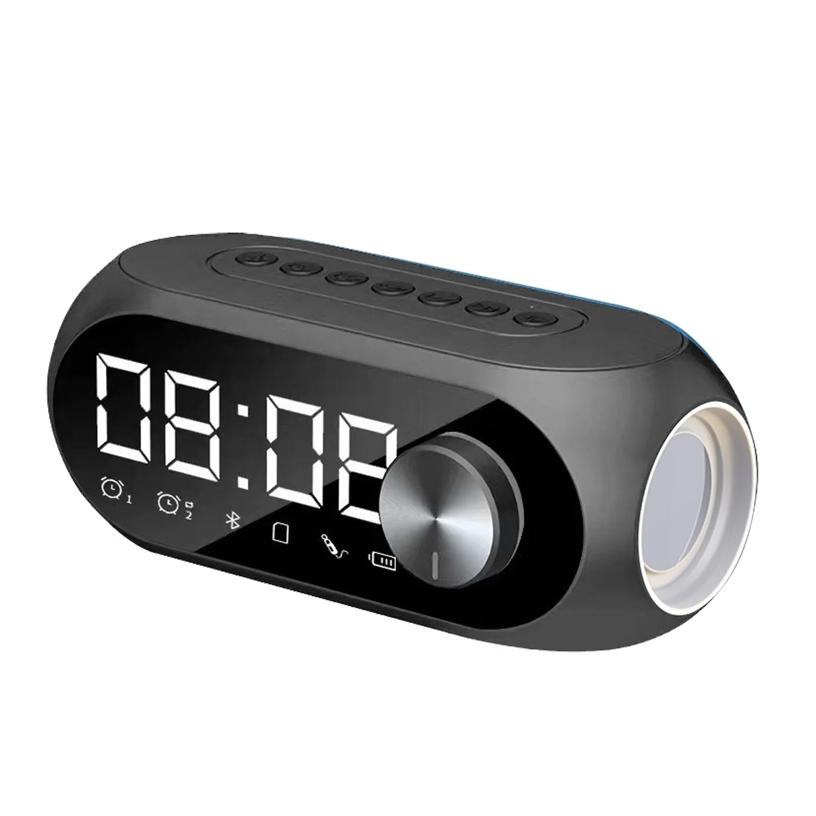 

Bluetooth Speaker 5.0 Alarm Clock Mirror LED Display 360° Surround 3D Stereo Subwoofer Portable Wireless Boombox Loudspeaker