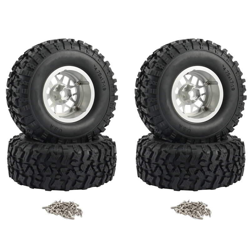 

4Pcs Metal 2.2 Beadlock Wheel Rim Tire Tyre Set for 1/10 RC Crawler Car Axial SCX10 RR10 Wraith 90048 Traxxas TRX4