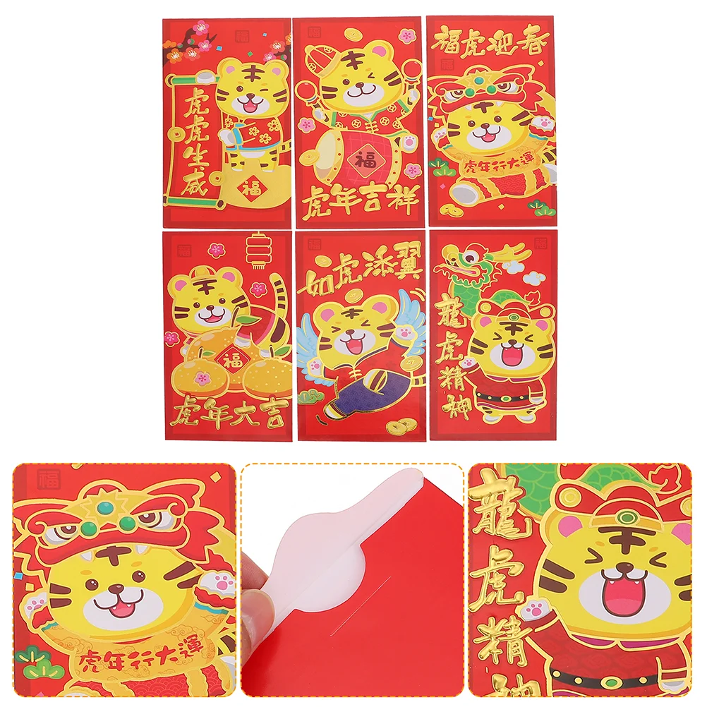 

60pcs Chinese New Year Chinese Zodiac Red Envelopes 2022 Gift Envelopes 2022 Red Pocket New Year Red Packets