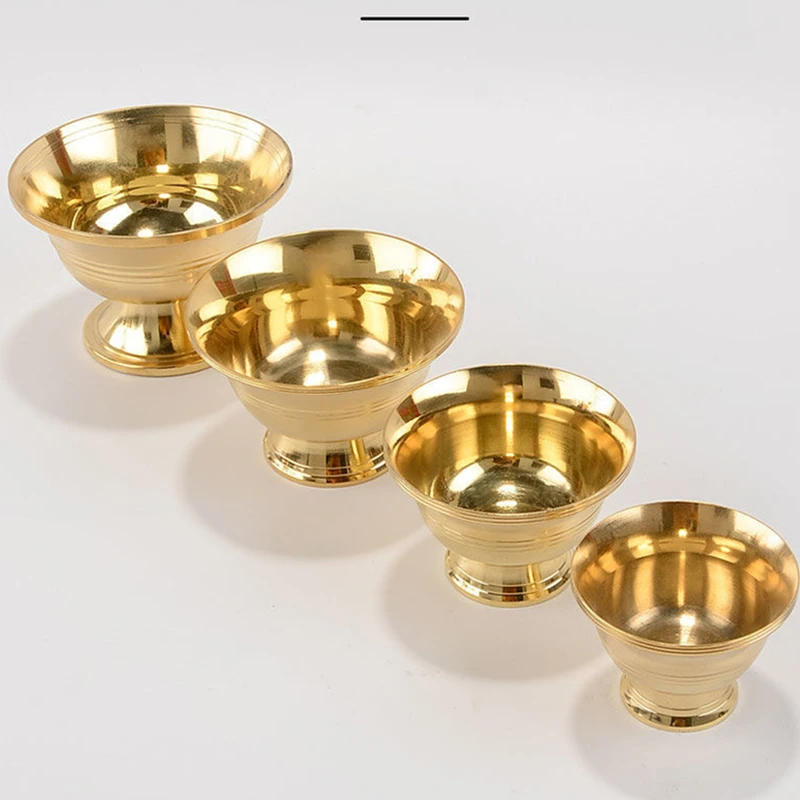 

Pure Copper Drinking Bowl Brass Auspicious Tibetan Tribute Creative Holy Water Cup Golden Buddhist Bowl Home's Gift Decorative