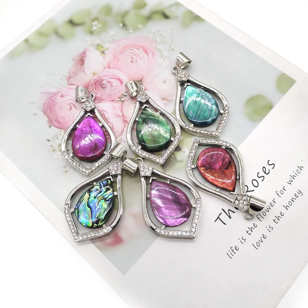 

1 Pc Natural Stone Water Drop Shape Pendant Natural Semi Precious Stone Vintage Ladies Necklace 6 Color Jewelry Necklace 29x48mm