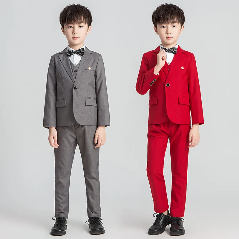 

Children Formal Boys Suit For Wedding Party Blazers Vest Pants Outfit Kids Costume Gentlemen Teenager Prom Tuxedos Set