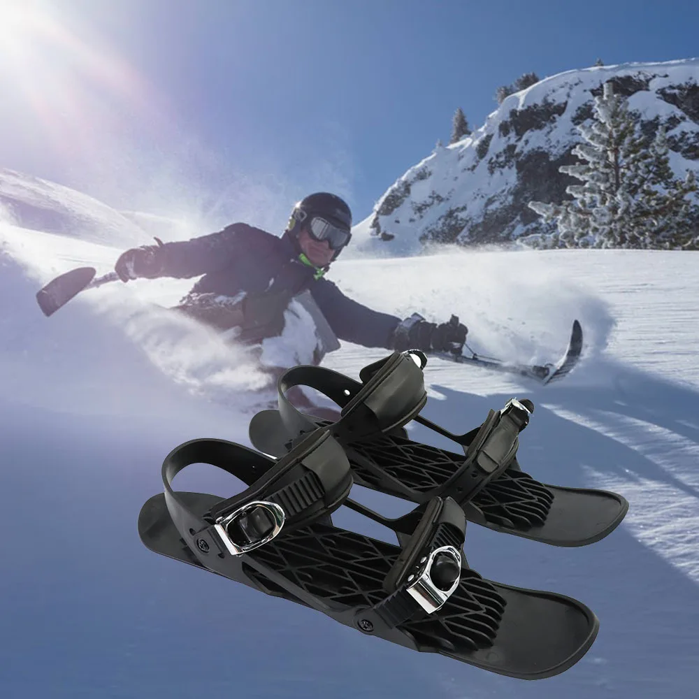 

Adults Mini Ski Skates for Snow The Short Skiboard Snowblades Adjustable Bindings Portable Skiing Shoes Snow Board