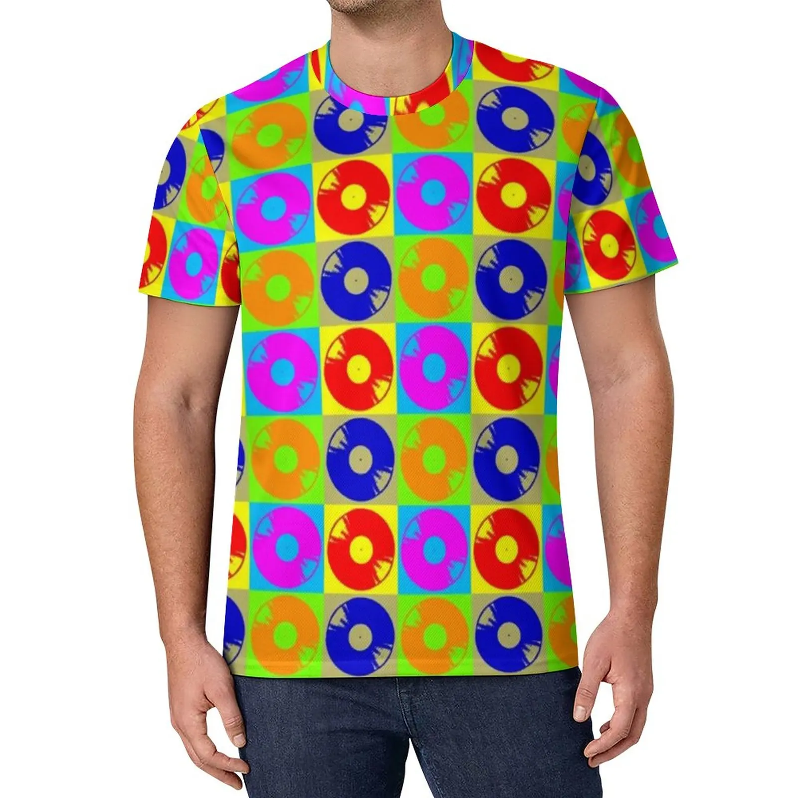 

Vintage Music T Shirt Disco Pop Art Fashion T Shirts Short-Sleeve Graphic Tops Awesome Big Size Clothing