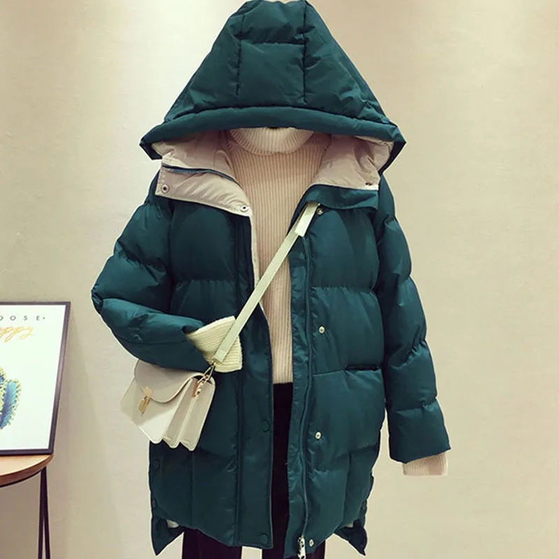 2022 Winter Women Jacket Long Hooded Cotton Padded Female Coat High Quality Warm Outwear Womens Parka Manteau Femme Hiver P787