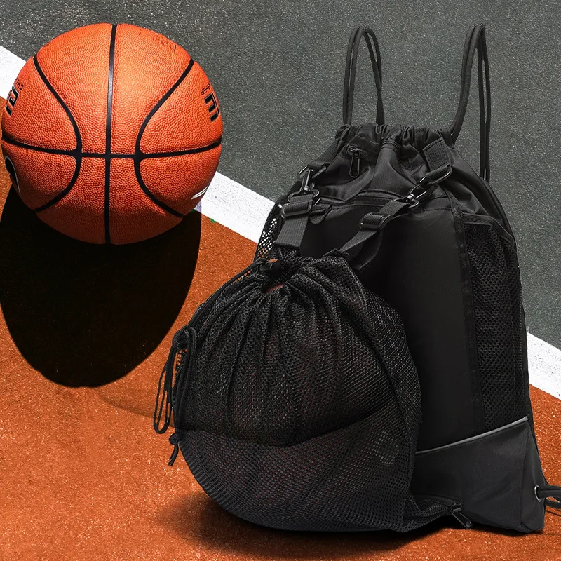 Multi-Functional Drawstring Basketball Bag Multi-Pocket Large-Capacity Portable Football Volleyball Backpack Helmet Riding Bag