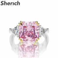 sherich spring 2022 new pink padma blue high carbon diamond 100 925 sterling silver fine ring women top quality brand jewelry