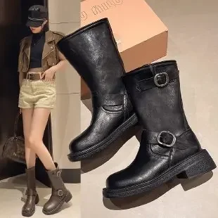 2024 новые модные рыцарские ботинки Новая Винтажная ветрозащитная западная модель