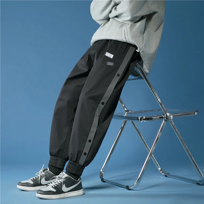

Летние мужские повседневные тонкие быстросохнущие спортивные брюки свободные с боковыми полосками карманами на шнурке мешковатые брюки