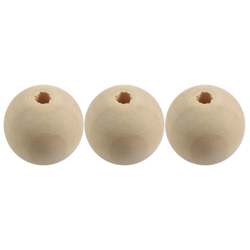 120X Natural Ball Wood Spacer Beads 25Mm(1Inch) -Jewellery Making Findings,DIY Crafts Wood Color