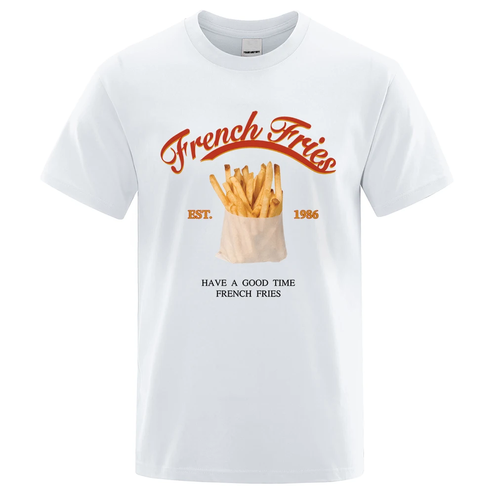 Футболка с изображением картофеля фри Est 1986 мужские хлопковые футболки оверсайз