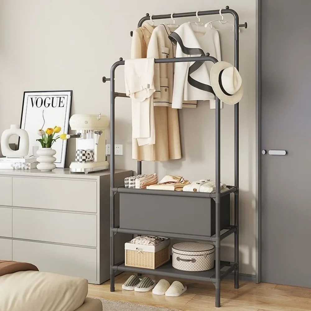 Напольная вешалка для одежды стойка утолщенная двойная съемная тележка хранения