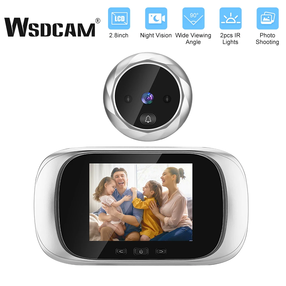 WSDCAM 2.8-inch LCD Screen Video Doorbell Door Viewer Peephole Doorbell Night Vision Photo Digital Door Monitoring Door Camera
