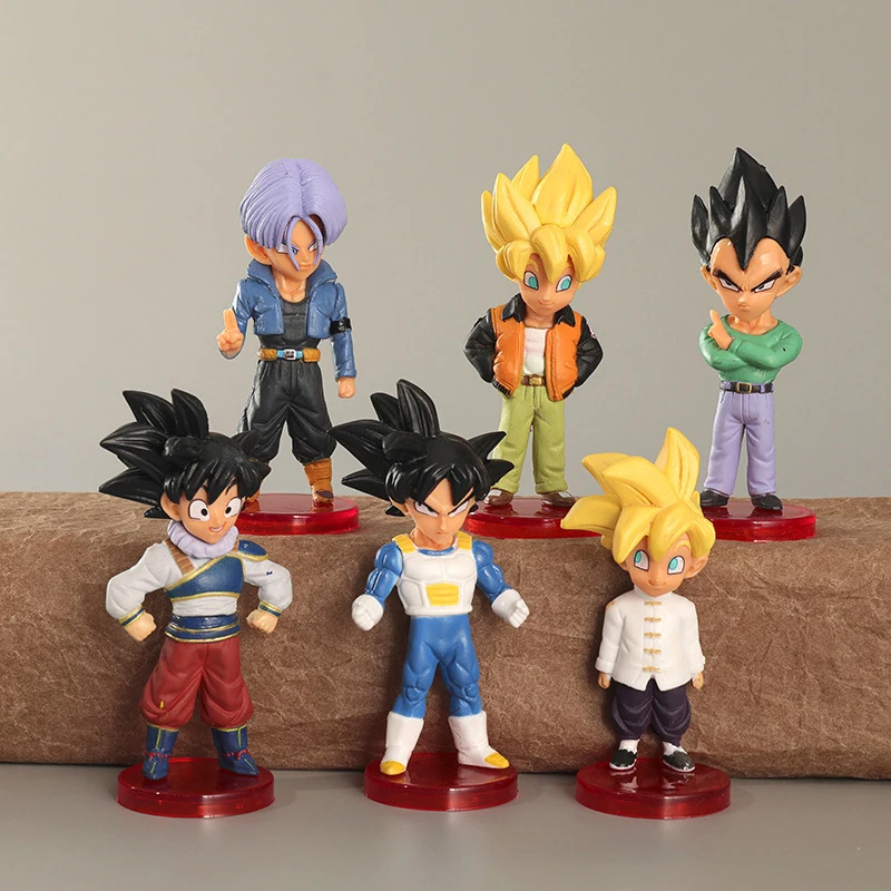 

6Pcs Anime Dragon Ball Z Action Figure Son Goku Vegeta Trunks Son Gohan Super Saiyan Mini Figurine PVC Collectible Model Toy 8cm
