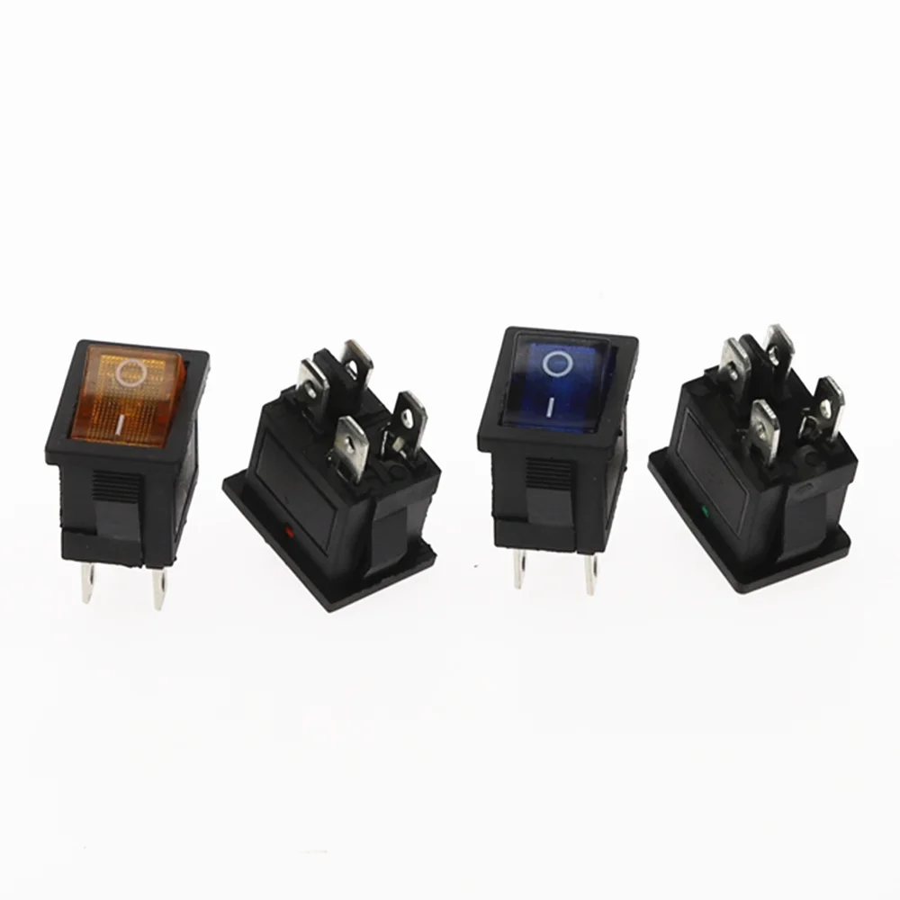 1 шт. KCD1 4Pin автомобильный кулисный переключатель 6A/10A 250V/125V AC красный желтый