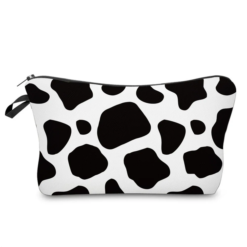 

Makeup Bag Cute 3D Printing Make Up Organizer Case Travel Marble Toiletry Tool Storage Cow Pattern Polyester Cosmetic Bag