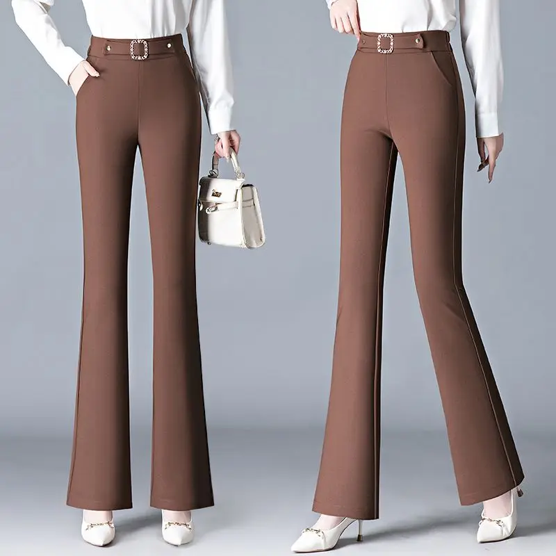 Женские модные однотонные расклешенные брюки с высокой талией новинка 2024