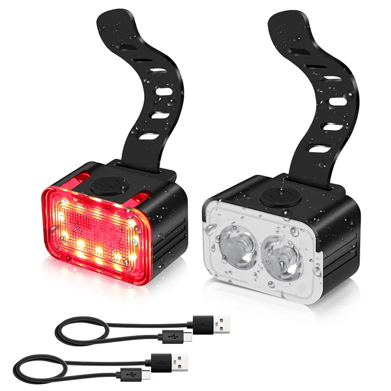 

L6 LED Bicycle Headlight Tail Light 300LM TYPE-C Rechargeable IPX6 MTB Waterproof Cycling Light Bike Accessories