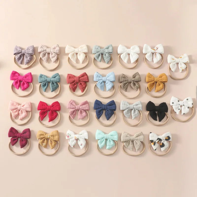 Newborn Mini Hair Bows Baby Headbands Lovely Children Girl Princess Elastic Nylon Hairband Kids Hair Accessories Cotton Headwear